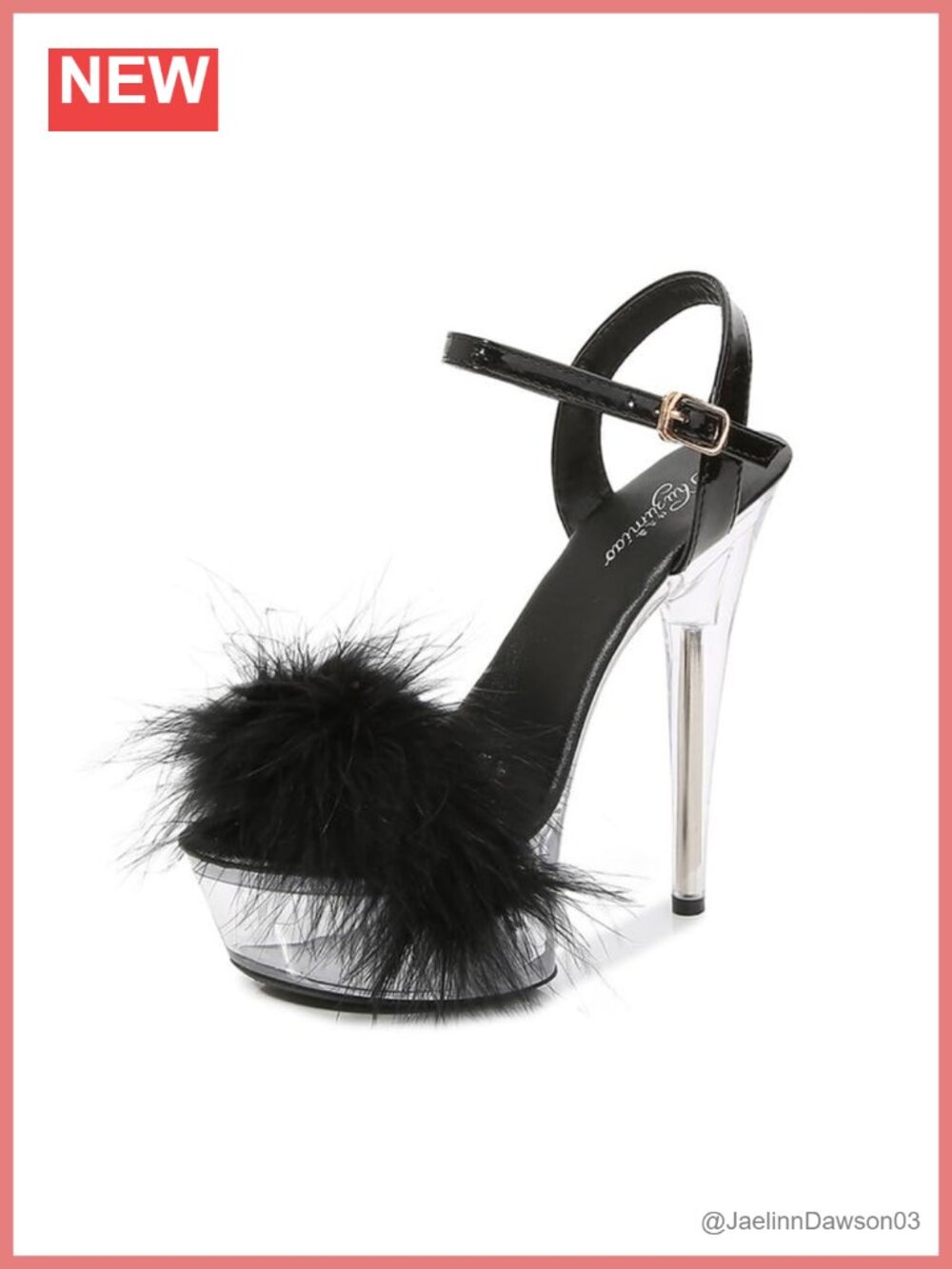 Clear Faux Leather Ankle Strap Platform Stiletto Heels